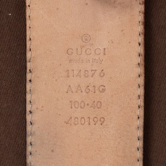 GUCCI Red Leather Signature Monogram Interlocking GG Gold Buckle Belt 100•40